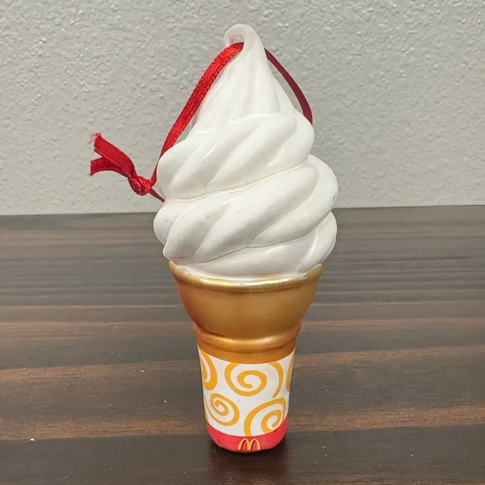 Rare 2012 McDonald’s Ice Cream Cone 4inch Glass Christmas Ornament  w/ Box